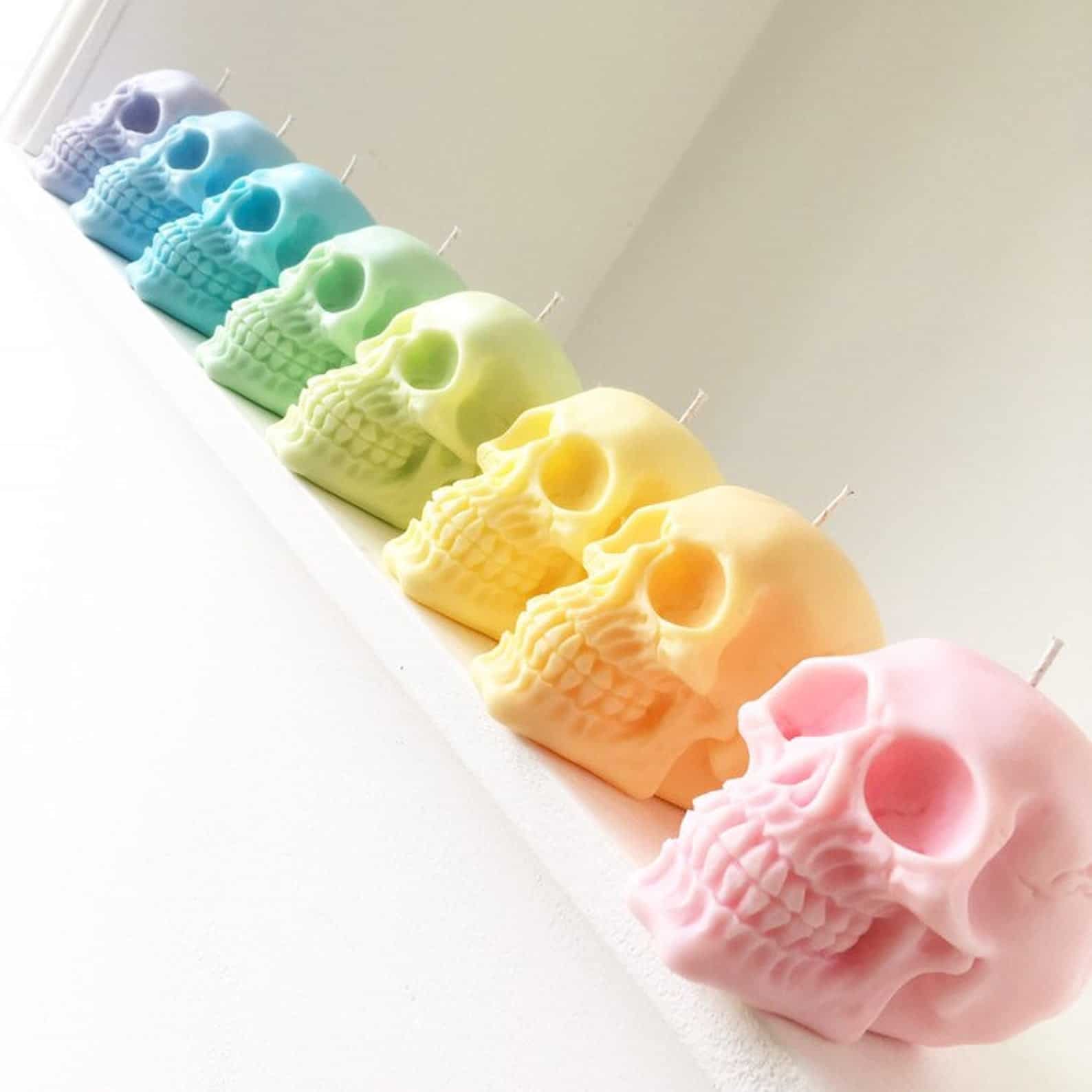 pastel skull candle