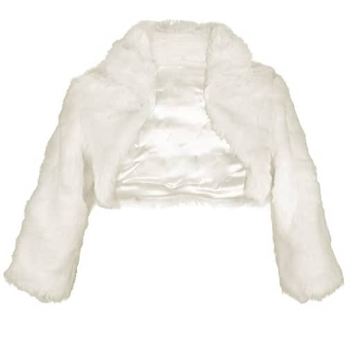 Faux fur bolero, white long sleeved