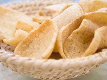 prawn crackers in a bowl